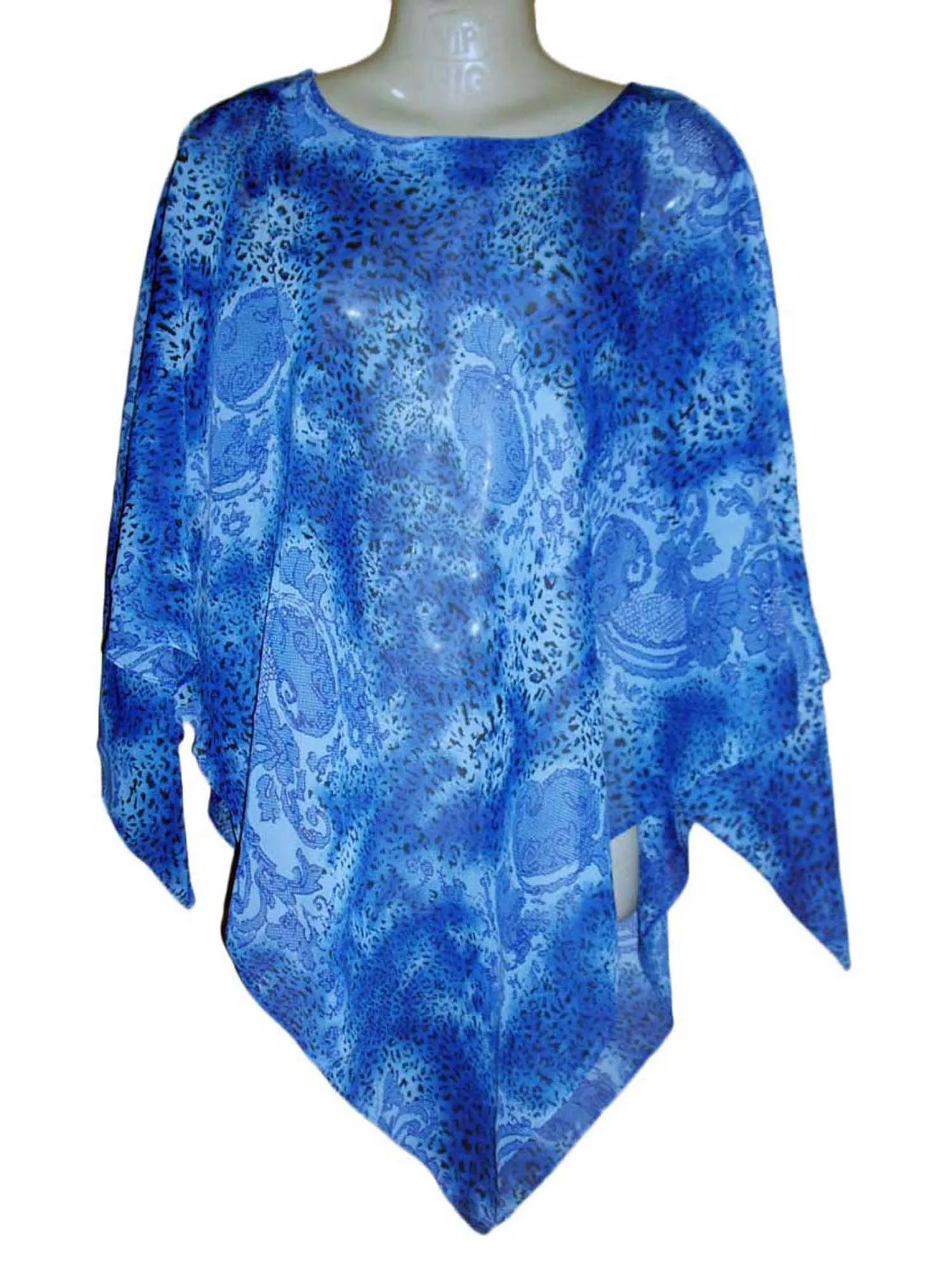 Women's Poncho, Blue Animal Print