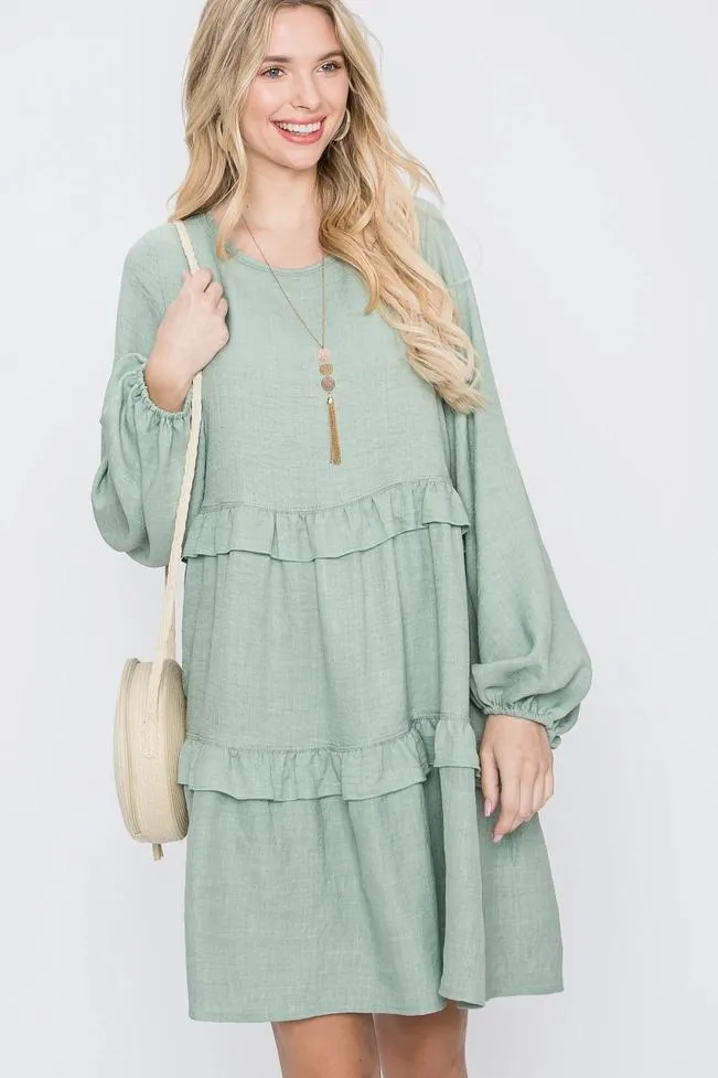 Yvette Babydoll Dress - Olive