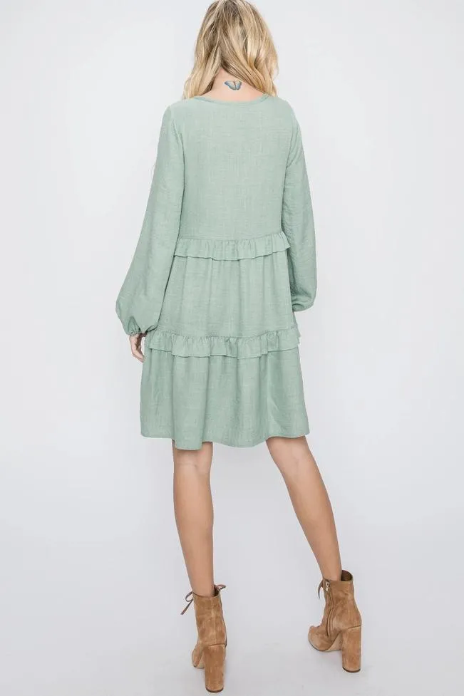 Yvette Babydoll Dress - Olive